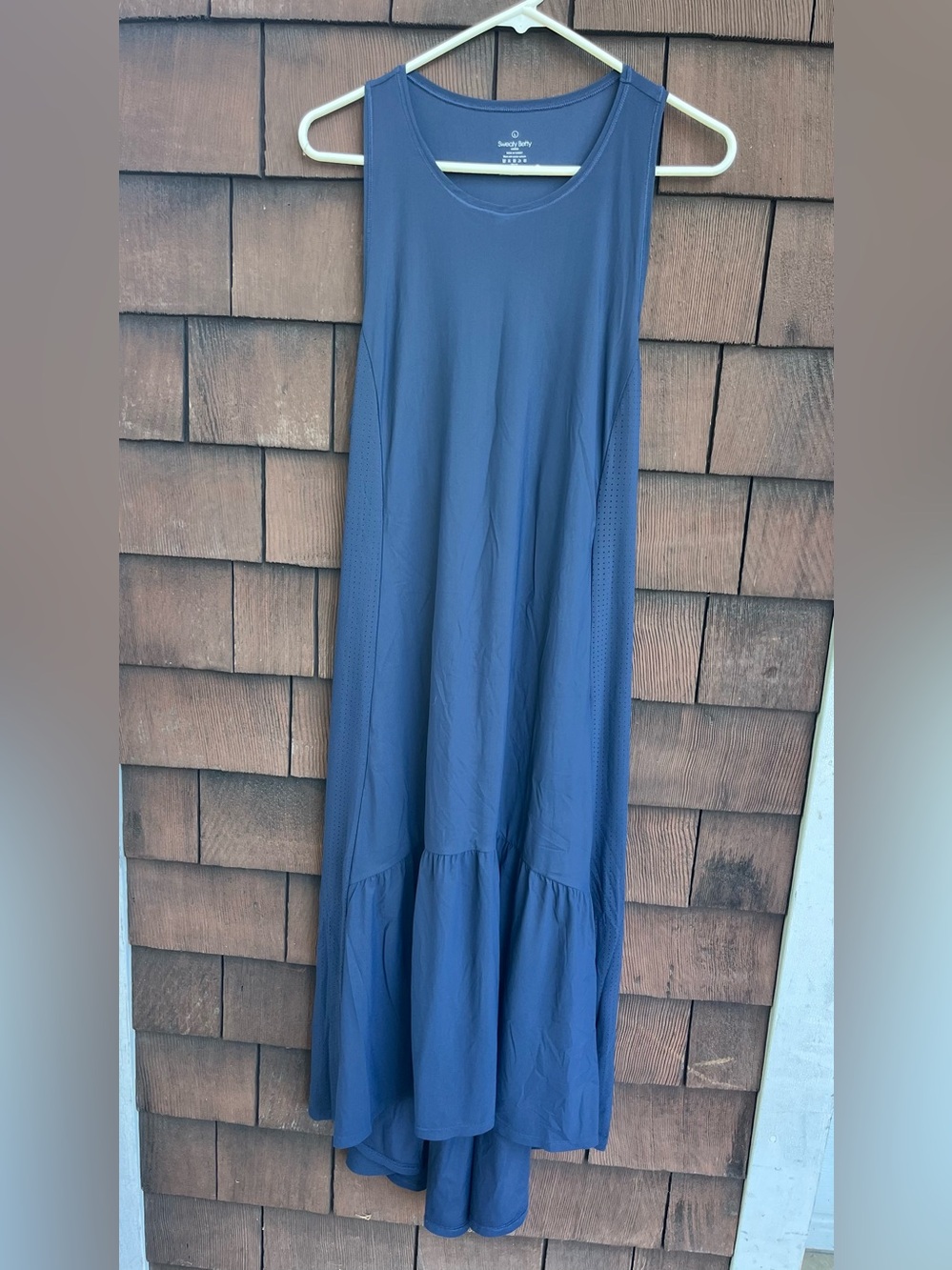 Sweaty Betty drop waist navy midi tank dress ~ size large